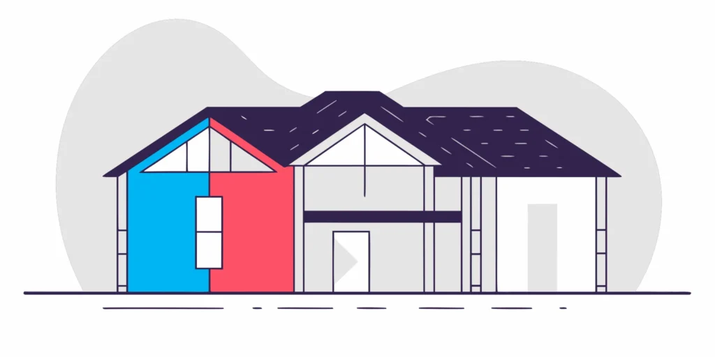 A modern home's roof, where proper insulation is key to energy efficiency and home comfort.
