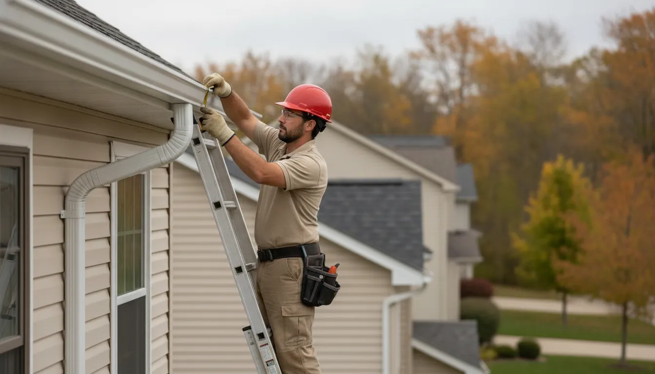 Seamless gutter installation on a Minnesota home