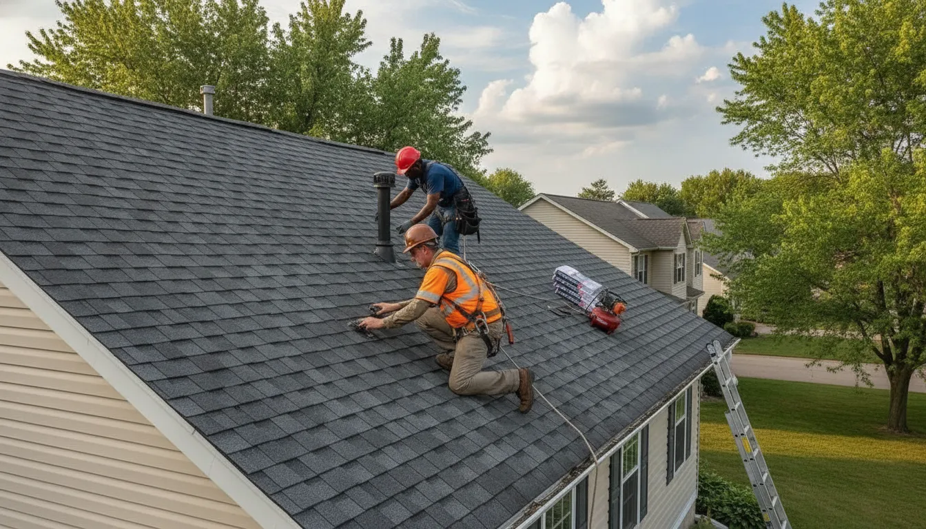 Roofing and roof repairs on a Minnesota home
