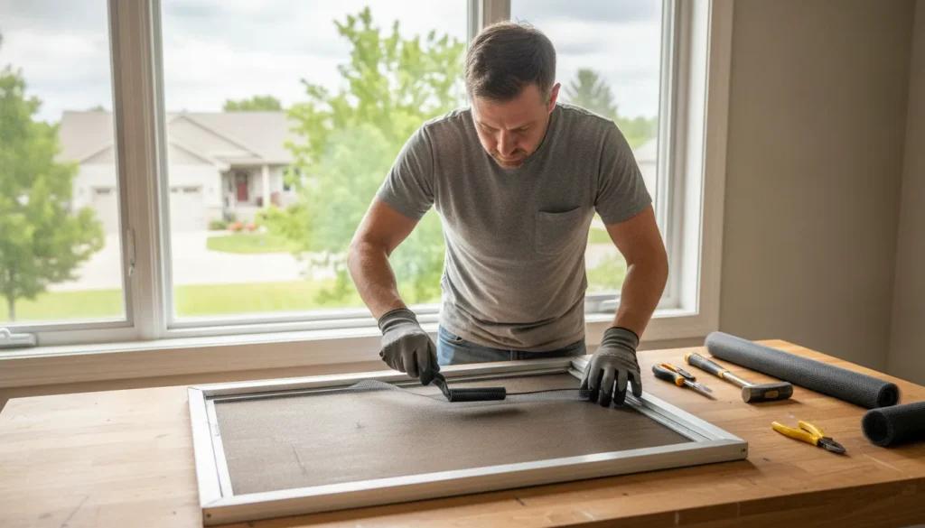 How to replace window screen mesh on a Minnesota home
