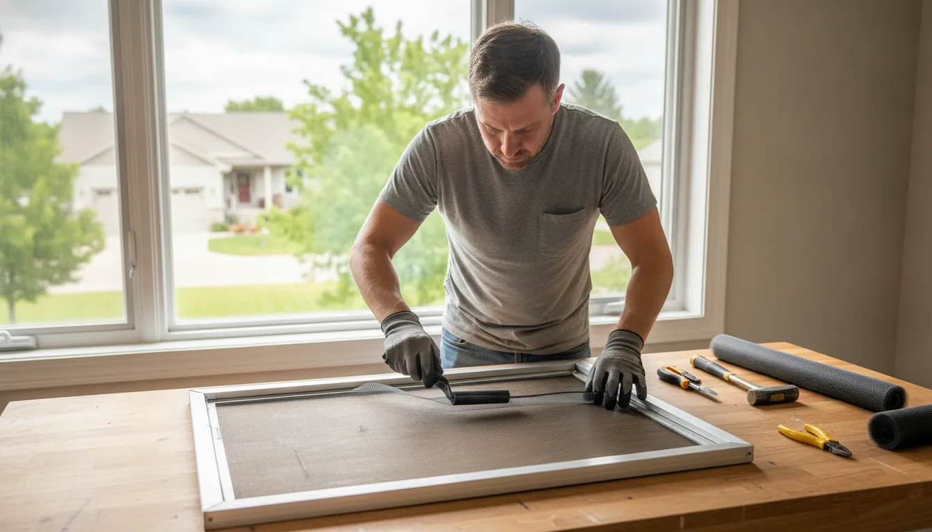 How to replace window screen mesh on a Minnesota home